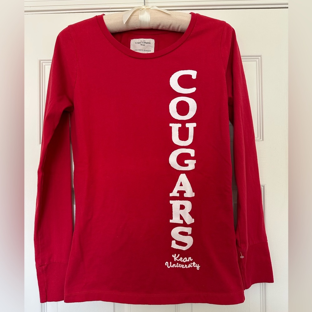 NWOT Kean University Women’s Red Cotton Long Sleeve Shirt Varsity Style Large